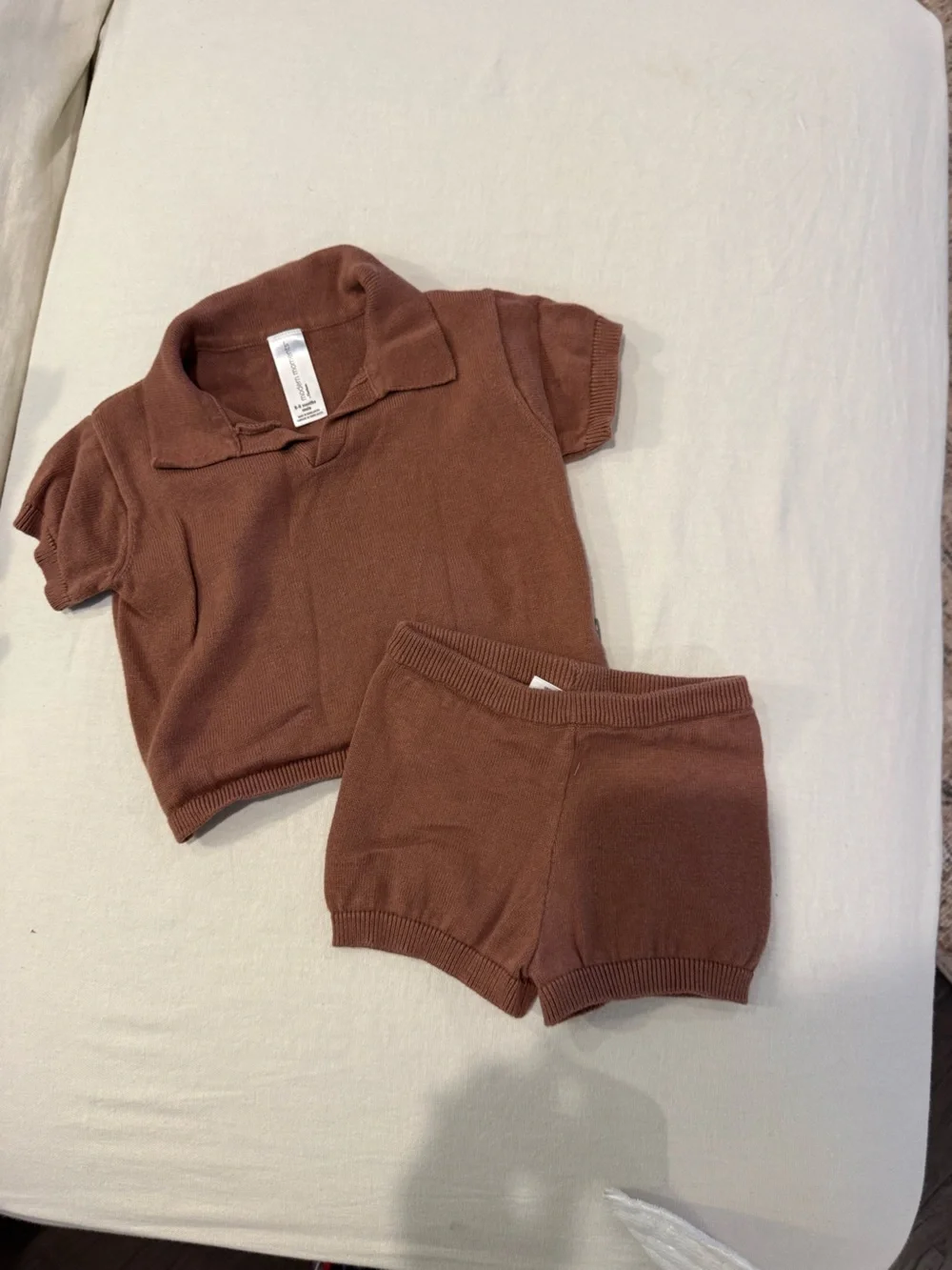 Old Navy Brown Knit Polo Top and Shorts Set